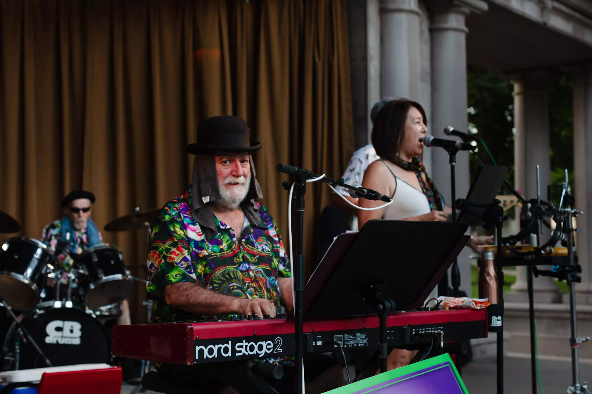 Alan Rigg performing with his band at Friday Night Concerts, Plaza Park, July 2021