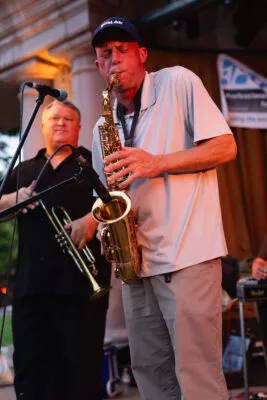 Eric Weber performing with his band, Big Mo and The Full Moon Band, during Friday Night Concerts in Plaza Park - Chico, CA.