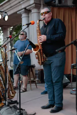 Donald Beaman performing with his band, Big Mo and The Full Moon Band, during Friday Night Concerts in Plaza Park - Chico, CA.