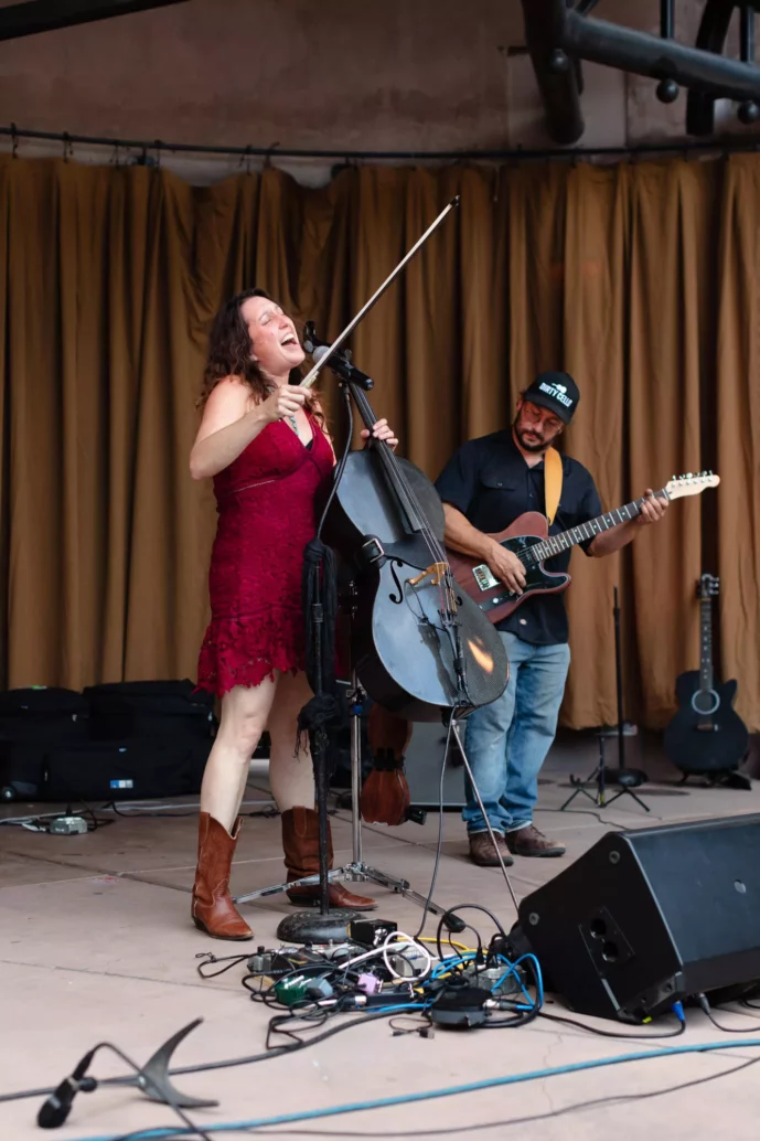 Rebecca Roundman performs with her band Dirty Cello for Friday Night Concert, 2021