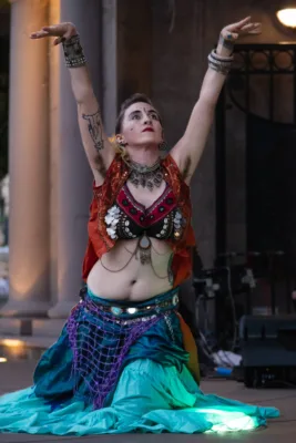 Eastwind Bellydance performing during Thursday Night Market, 2014 - Plaza Park - Chico, CA
