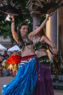 Eastwind Bellydance performing during Thursday Night Market, 2014 - Plaza Park - Chico, CA