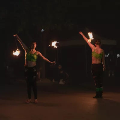 Irayz Fire Dancers performing at the Embarc store grand opening.