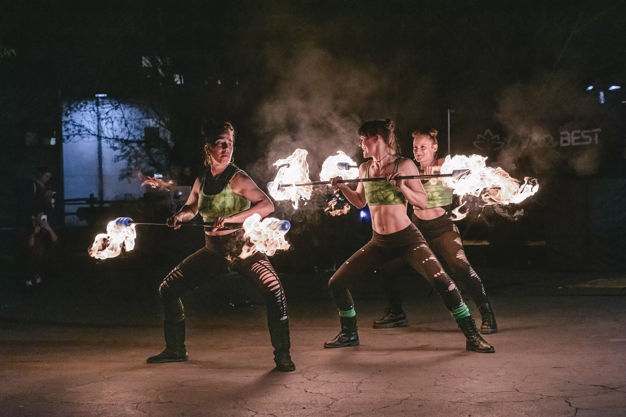 Irayz Fire Dancers performing at the Embarc store grand opening.