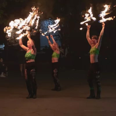 Irayz Fire Dancers performing at the Embarc store grand opening.