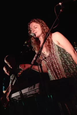 Megan Schwartz performs with his band, The Funnels, as they perform at 2500 Estes Road in May, 2022.