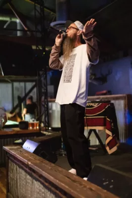 Hap Hathaway performing during a night of Hip Hop music at the Tackle Box - Chico, CA, 2021