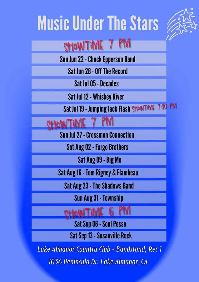 Lake Almanor
Community Concerts lineup 2025