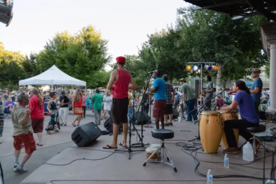 A view from the stage as Los Papi Chulos performs at Friday Night Concerts, 2014.