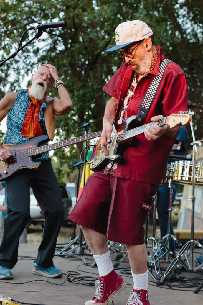 Scott Pressman and Billy Baxmeyer perform with their band, The Night Knights, during a night of music at 2500 Estes Road, May 2022.