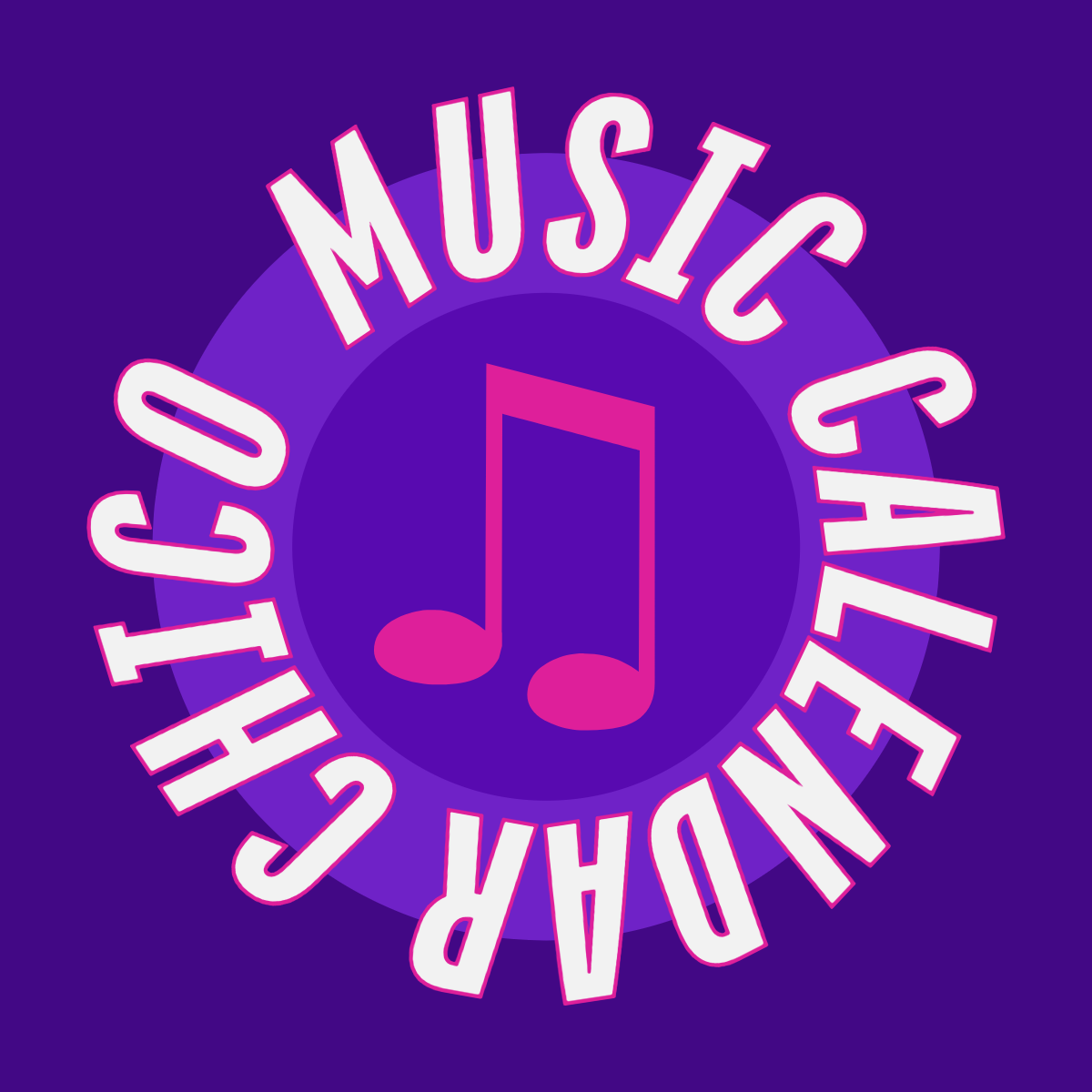 Chico Music calendar logo, website words in a circle.